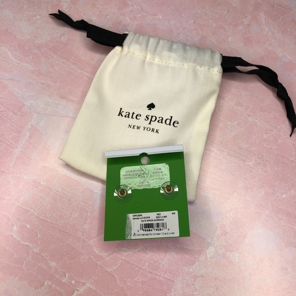 Kate Spade Red Pink Gumdrop Enamel Stud Earrings - Picture 5 of 5